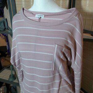 Eyeshadow Long Sleeve Thermal Style Scoop Neck Knit Top